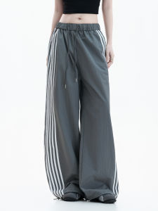 zuocisankon | Wide-striped Trousers with Good Drape and Straight-leg Design