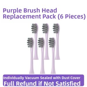 SakyPro Electric Toothbrush Head Compatible T2Pro/T3/G33/G5Pro/T1 Soft Bristle Dental Care Nylon Brush Universal Fit 6 Pack