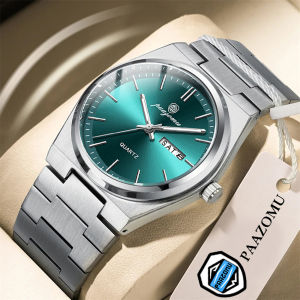 PAAZOMU Luxury Business Mens Wristwatch Stainless Steel Waterproof Luminous Man Watch Date Week Fashion Quartz Watches For Men
