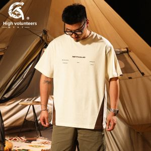 GYXT | Summer New Heavyweight Trendy Mens Round Neck Printed T-shirt Loose Large Size Casual Half Sleeve Breathable Cotton Blend