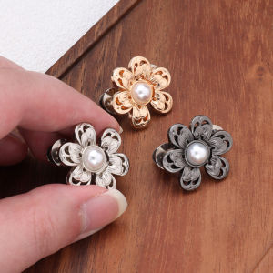 Amoki【Ready in Stock】 Fashion Flower Jeans Waist Buckle Adjustable Waist Buckle No Sew Removable Decorative Pins 1Set