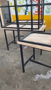 Bộ bàn ghế quán nhậu chân sắt mặt gỗ bàn ghế ăn nhập khẩu - bảo hành 12 tháng