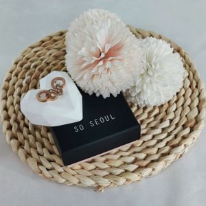 SO SEOUL Roman Numeral Emerald Square White/Black Austrian Crystal Rose Gold Pierced Stud Earrings
