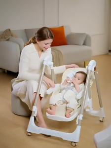 High Chair for Baby 2 in 1 Baby Feeding Dining Chair with Removable Food Tray Safety Belt Foldable Wheel Adjustable High Chair