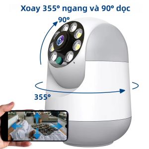 Camera An Ninh WiFi 2K HD Giám Sát Gia Đình Không Dây Giám Sát Trẻ Em Thú Cưng Với 360 °   Camera IP Tầm Nhìn Ban Đêm Tự Động Theo Dõi Màu Trắng