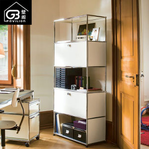 Modern Minimalist Multi-Functional Bookcase Module Combination Home Office Study Wall Shelf Display Cabinet Metal Frame Structure