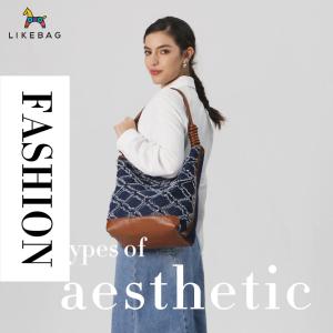 2024 LIKEBAG new fashion denim bag Korean version of leisure all-in-one large capacity bucket bag single-shoulder Tote bag multi-layer bag