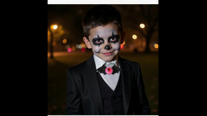 Halloween Gothic Skull Dasi Tengkorak Gold Accent Non-Woven Necktie Vampire Cosplay Costume Prop
