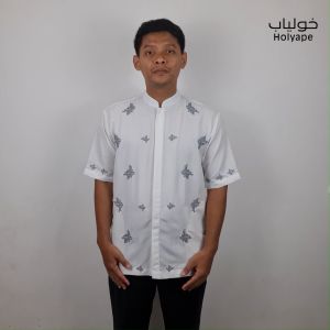 Holyape Baju Koko Muslim Medium Jumbo Lengan Pendek Polikatun Putih Tulang 09 Jaziira