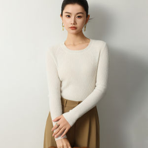 YUEXINYIRONG | French Style Round Neck Knitted Base Layer Sweater