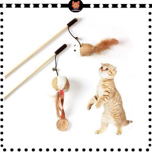 Cat Teasing Stick Pet Toys Cat Kitty Interactive Toys Wooden Pole Small Bell Cat And Mouse Toys