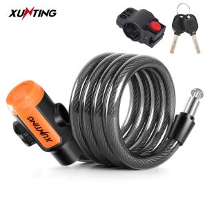 Xunting Bike Lock Coiled Secure Keys Bike Cable Lock with Mounting Bracket Weatherproof Anti Theft Scooter Bicycle Lock