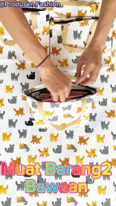 Tas Jinjing Wanita Tas Hand Bag Kanvas Motif Gambar Lucu - Tas Mukena Serbaguna Tas Make Up 27 x 18 x 8 cm (Best Quality)