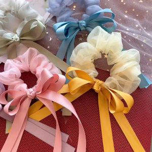 Cute Ribbon Scrunchies Colorful Elastic Hair Ponytail Hair Ties Korean Style Fashion Accessories