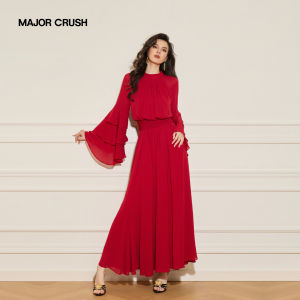 Romantic Classic Flare Sleeve Red Elegant Dress