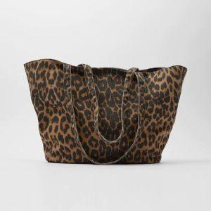 Leopard Tote Bag Vintage Female Big Capacity Shopping Handbag Women Fashion Printing Purse