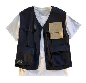 Jaket Rompi Anak Pria Kargo Multi Saku Tanpa Lengan Kasual Mode Luar Ruangan Fashion 2-10 Tahun