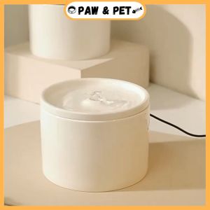 1L Ceramic Cat Water Fountain USB Charging Pet Water Feeder Dogs Automatic Circulating Filtration Flow Water Dispenser