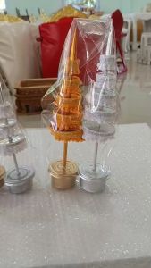 ฉัตรเงินฉัตรทอง ผลิตจากผ้าและกระดาษ ไม่ควรโดนน้ำ ตั้งศาล พระภูมิ ศาลตายาย หิ้งบูชาพระ ทำประกอบพีธีทางศาสนา