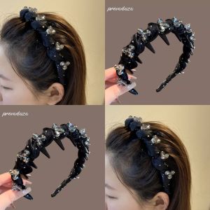 Prevadaza Crystal Luxury Fluffy Hairband with Comb Anti-Slip Design 2025 New Style Hair Accessories Hairband Hair Hoop