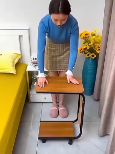 Nearra Movable Bedside Table with Wheels-Portable Small Bedroom Multifunctional Side Cabinet Desk