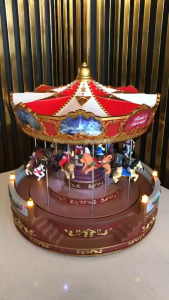 Christmas Village Ornaments Large Led Christmas Music Carousel Resin Gift Ideas Xmas Decor With Charger