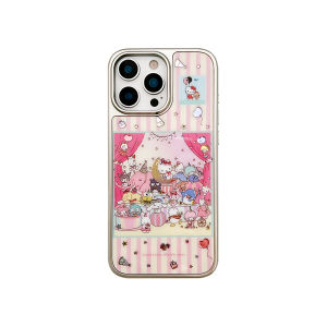 Ufull Japanese Style Hello Kitty Cat Collection Gold Foil Striped Phone Case for Apple 16 pro Max iPhone 17 New Version Girls Heart