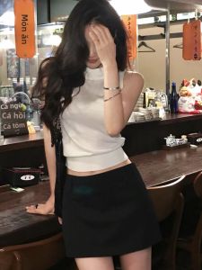 VKSOD | Áo vest ngắn màu trắng gợi cảm Pure欲 dành cho nữ Bộ váy hai mảnh mùa hè 2025 Áo vest nữ ôm vừa vặn tôn dáng