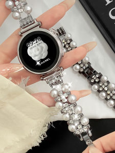 Uhada New Style Metal Smartwatch Band for Huawei GT6 GT5 GT4 GT3 Mens Womens Diamond Embedded Double Row Pearl Watch Band