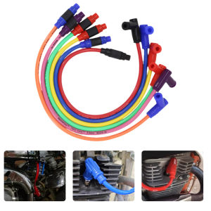 สายไฟหัวเทียนคอย์จุดระเบิดจักรยานยนต์อเนกประสงค์สำหรับจักรยานสกปรกเอทีวีสกู๊ตเตอร์รถโมเพ็ดที่คลุมสายไฟหัวเทียน