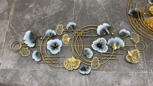 Large Iron Flower Ornaments for Living Room 3D Wall Decoration for Hallway Bedroom Wall Hanging Indoor Entrance Art Crafts