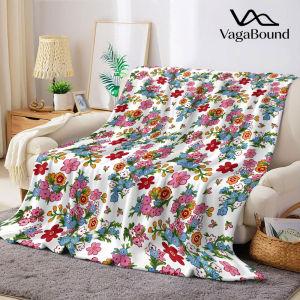 vintage ditsy floral red blue Flannel Blanket Warm Soft Halloween Christmas Decorative Couch Warm Cozy All-Season Gift