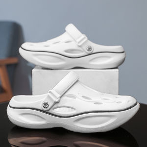 Mens Summer Outdoor Anti-Slip Headed Clog Shoes Driving Two-Purpose Beach Sandals Comfortable Thick Bottom Slip-On Shoes