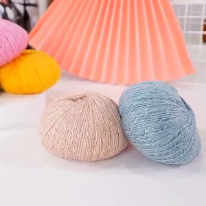 1PC Golden Silk Beaded Piece Handmade Diy Fine Mohair Sheep Wool  Color Variety      Mohair Wool Knitting Scarf Yarn Wool Ball