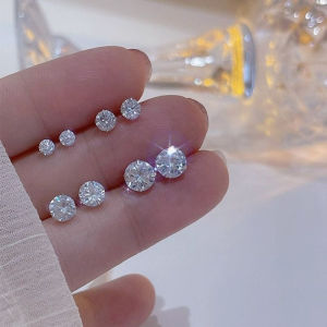 Somilia Stud Earrings Wanita Womens Sterling Silver 5A Zircon Earrings Small Earrings 925 Sterling Silver Cubic Zircon