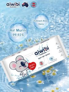 AIWIBI Premium 99.91% Water Wet Wipes (80 lembar) Sensitive Eczema Skin Friendly Tissue Tisu Basah Bayi Baby