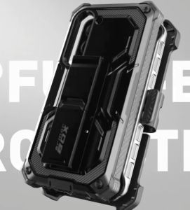 i-Blason Armorbox Designed for Samsung Galaxy S23 Ultra Case with Kickstand Belt Clip 2 Front Frames Full Body Rugged Bumper Case with Built-in Screen Protector [Support Fingerprint ID]