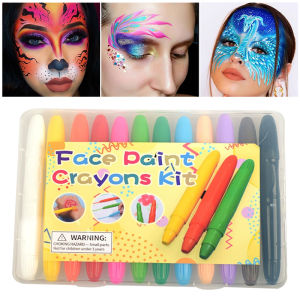 12 Chiếc Sơn Mặt Hòa Tan Trong Nước Bút Chì Màu Không Độc Hại Bộ Trang Điểm Mặt Halloween Bộ Vẽ Cho Trẻ Em An Toàn Nghệ Thuật Thân Thể