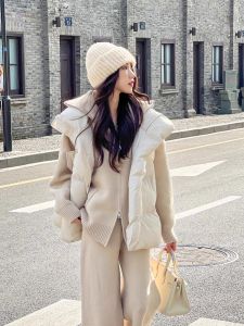 Womens down Cotton Vest 2025 New Autumn Winter Korean Style Outerwear Bread Coat Trendy Shoulder Pad Jacket Commute