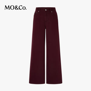 MO&Co. | Retro Red Brown Cotton Mid-Rise Wide Leg Straight Jeans