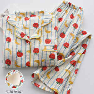 Dopamine Boosting Blue Striped Cotton Pajamas Womens Spring Summer Thin Long Sleeve Long Pants Comfortable Breathable Sleepwear