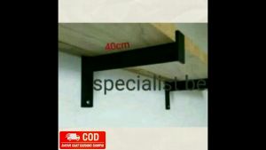plat siku besi L papan ambalan 40cm x 20cm - Tanpa Dop - plat besi siku rak ambalan tempel dinding ukuran 30cm x 15cm - 15x30 Tanpa Dop