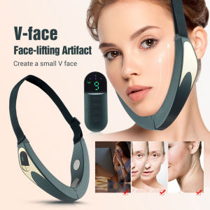 Afdeal Face Lifting Massage V-face Lifting Belt EMS Micro Current Face Slimming Massager Double Chin Reducer LED Red and Blue Light Photon Therapy