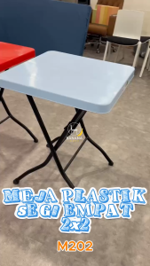 Meja Plastik Lipat 2FT x 2FT Dengan Kaki Besi M202 | Foldable Plastic Table Square | Meja Makan Picnic Outdoor Indoor