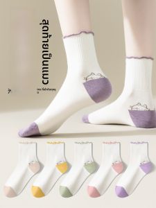 JINGCHI | ถุงเท้ากีฬาผู้หญิงบางระบายอากาศได้ดีป้องกันกลิ่นฤดูร้อน 2025 ถุงเท้าสั้นลายการ์ตูนน่ารักสำหรับผู้หญิง ถุงเท้าลำลอง