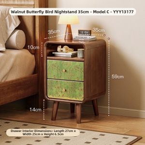 Vintage Style Bedside Cabinet Wooden Mini Storage