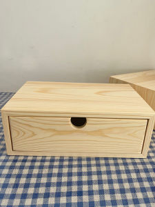 Simple Style Wooden Desktop Storage Box Drawer Type Single Layer Dormitory Shelf Natural Wood Color Rectangular Shape Handmade