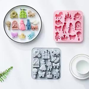 12-Cavity 3D Silicone Mold Prince & Princess Design for Cake Candy & Chocolate Decoration