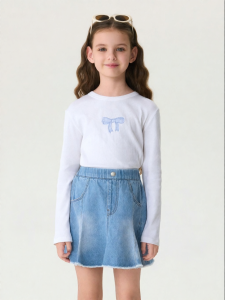 Marc&Janie | Soft Stretchy Knitted Girls T-shirt with Sweet Bow