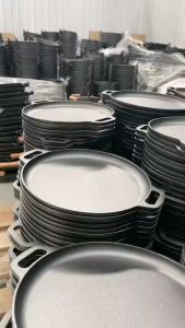 Cast Iron Non-Stick Cooking Pot Skillet Pan with Dual Handles Kitchen Outdoor BBQ Grill Kitchen Cooking Pot